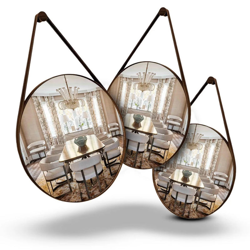 Espelho Adnet Costurado Com Alça De Couro