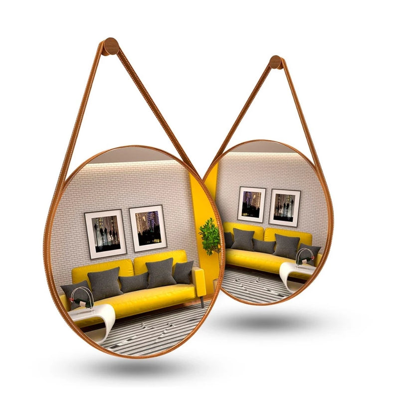 Espelho Adnet Costurado Com Alça De Couro